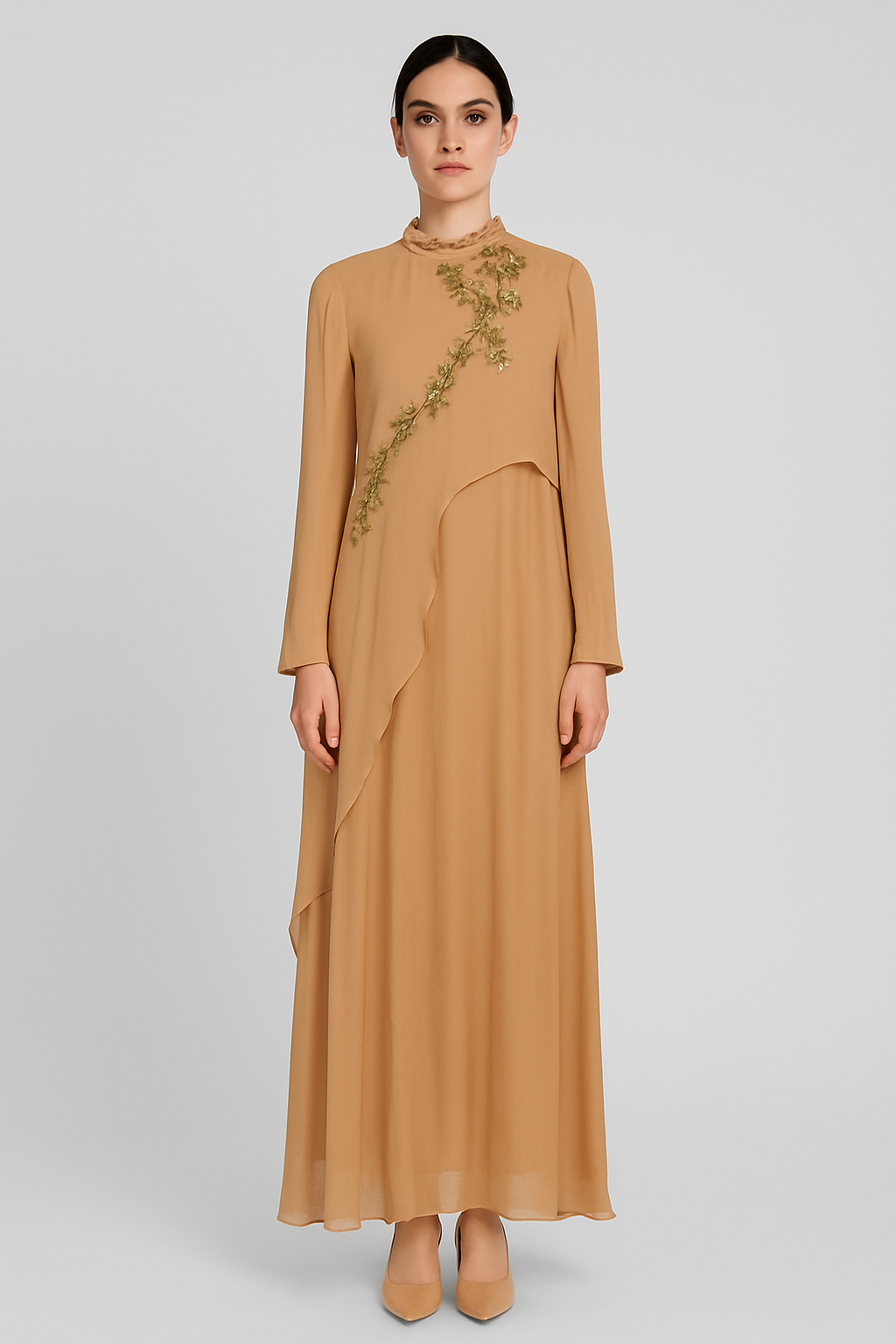 Sahara Bloom Asymmetric Gown