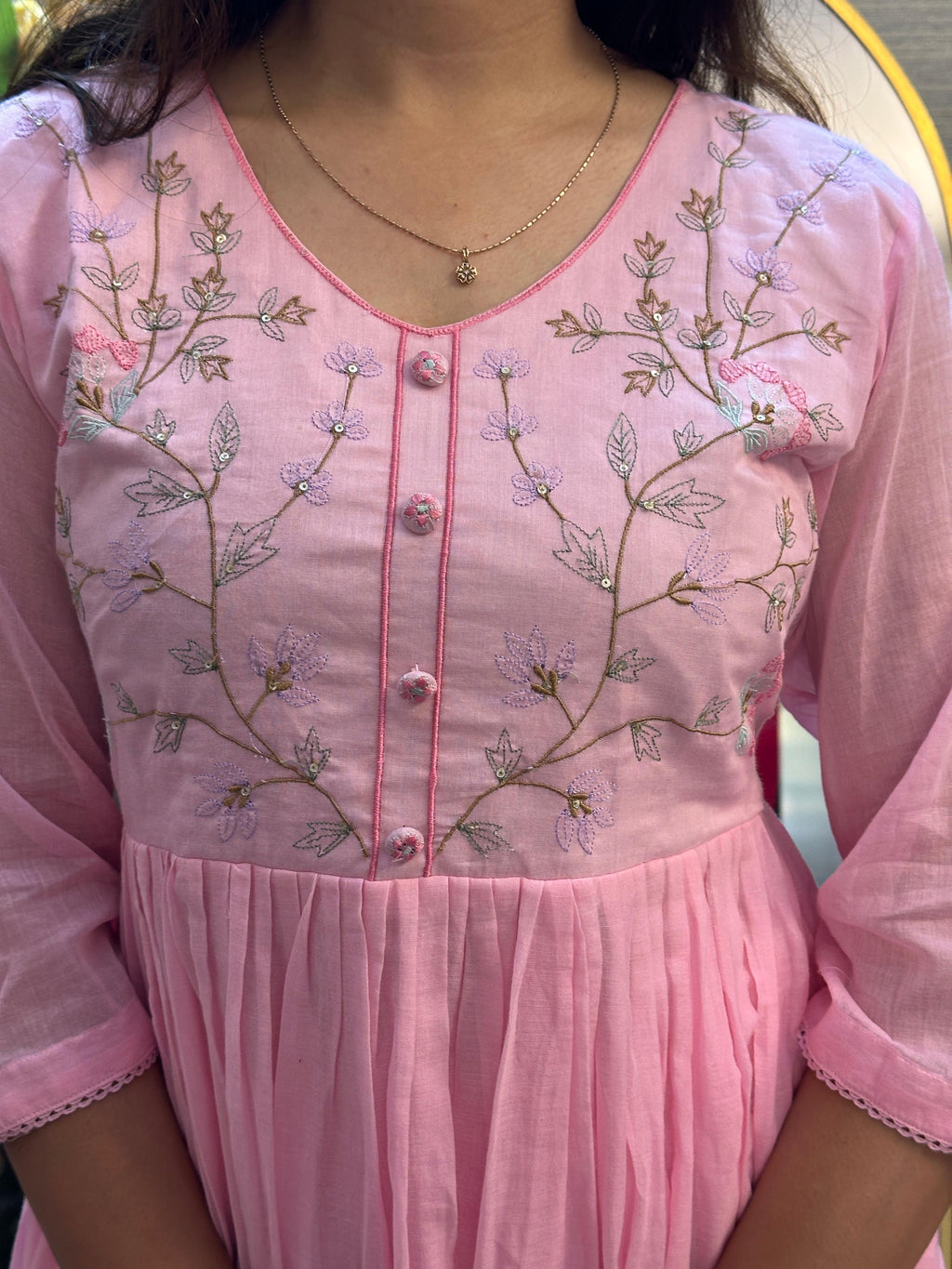 Blush Pink Embroidered Anarkali Kurti set