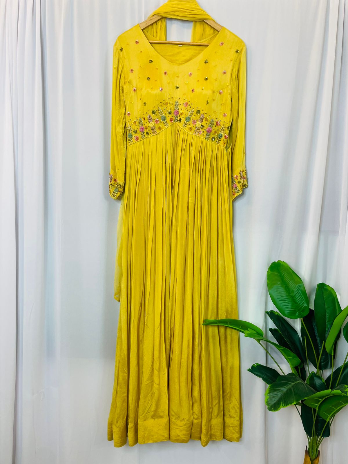 Designer handwork Indo western gown with duppatta