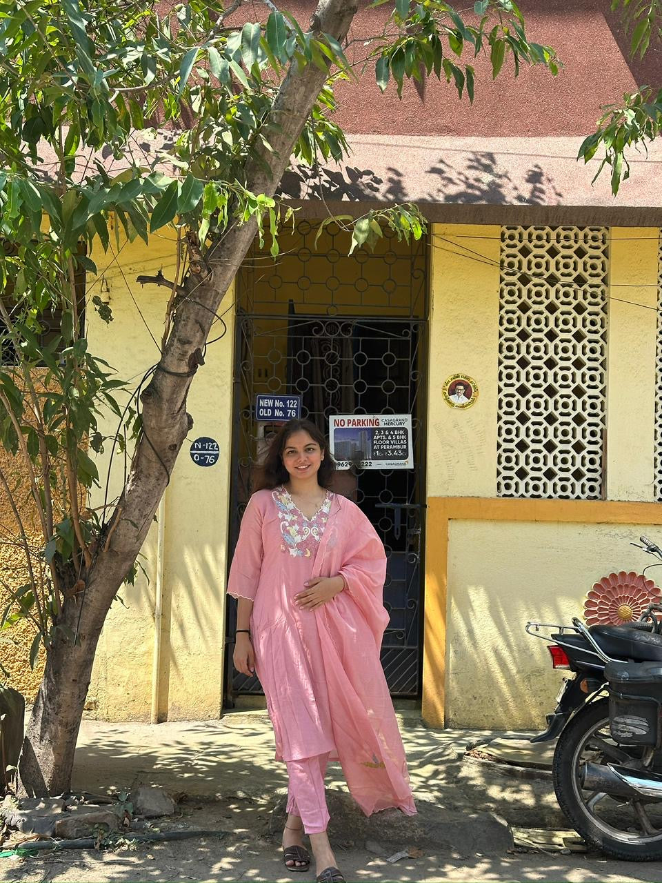 Rose Pink Embroidered Kurti Set with Dupatta