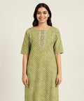 Ikat Green Straight Kurta