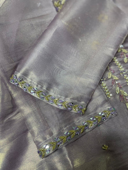 Lavender Zari Garden Suit Set