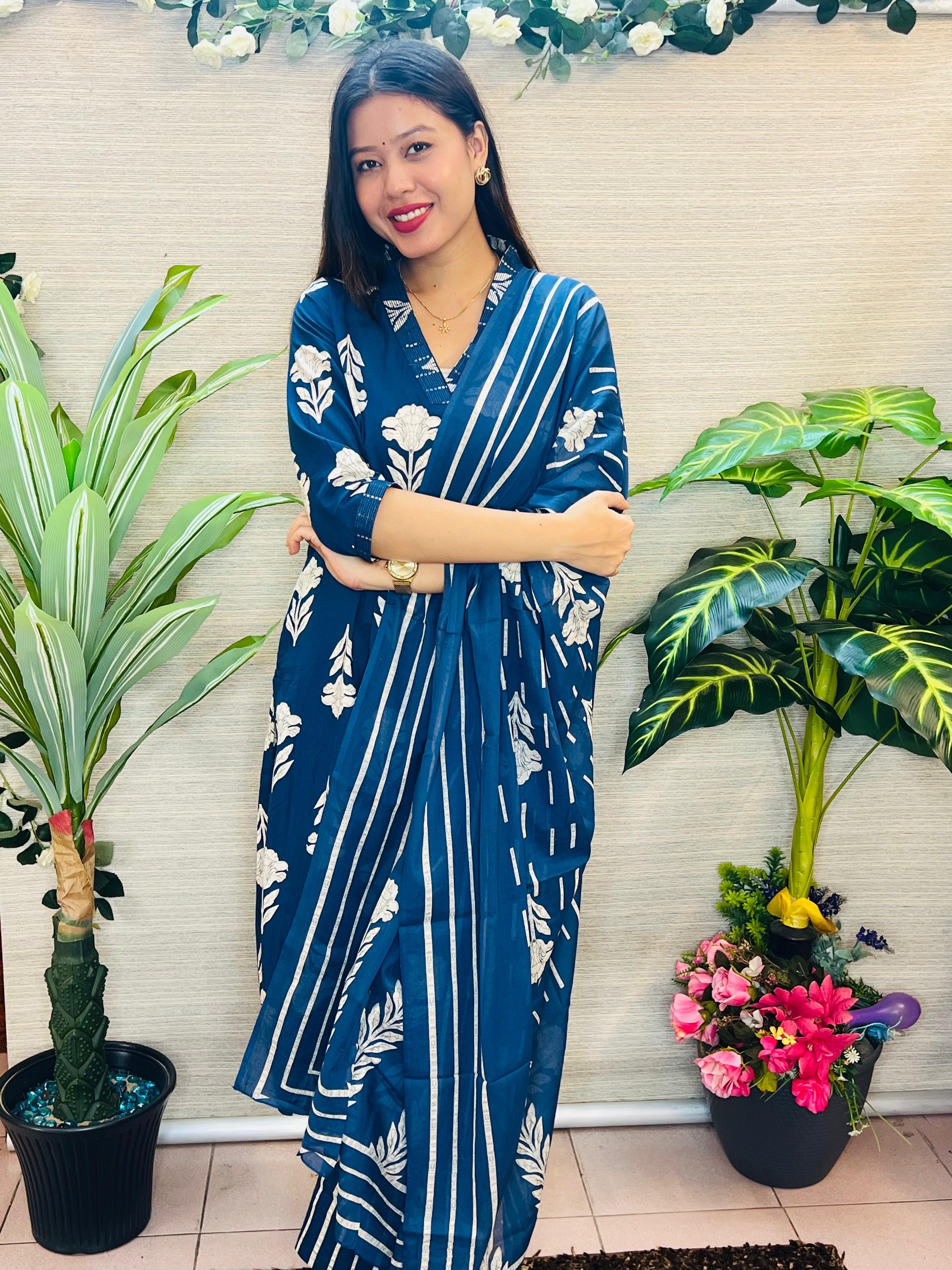 Neelam Poo Mul Chanderi Silk Suit Set