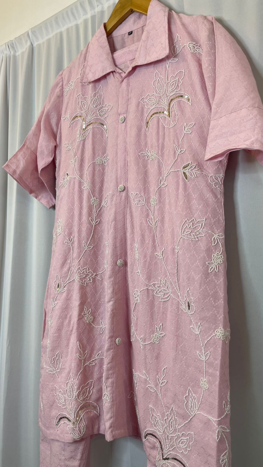 Blush Bloom Chikankari Co-ord Set