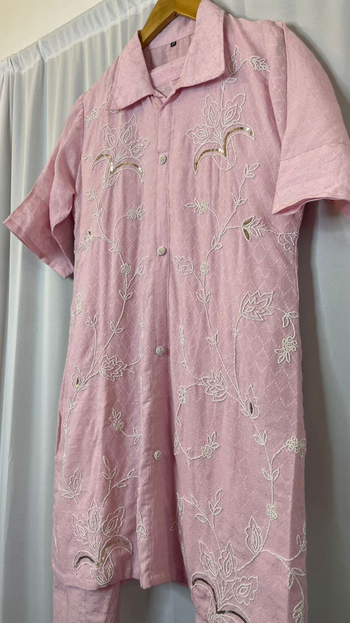 Blush Bloom Chikankari Co-ord Set