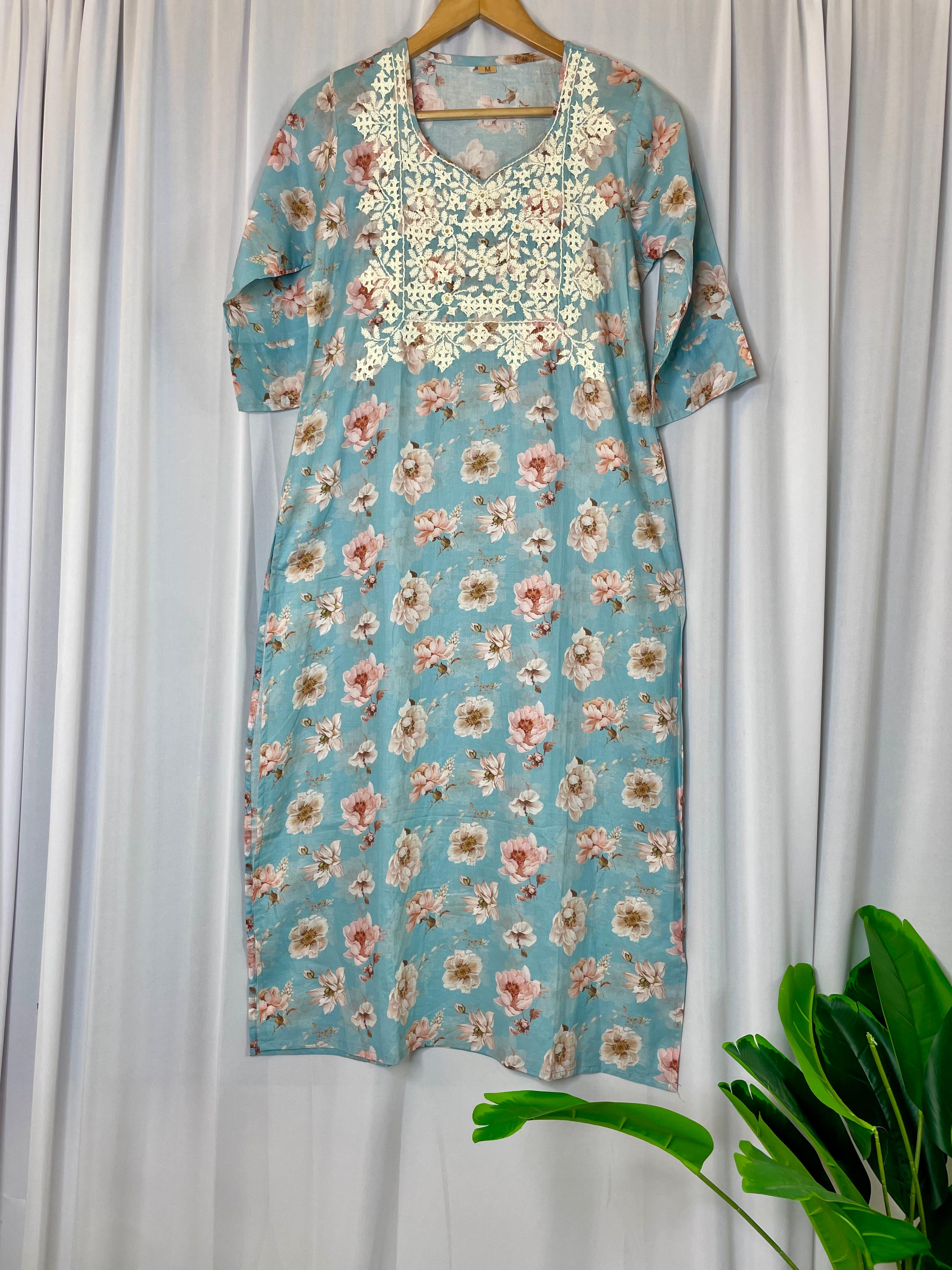 Mul Cotton Designer Handwork Kurti