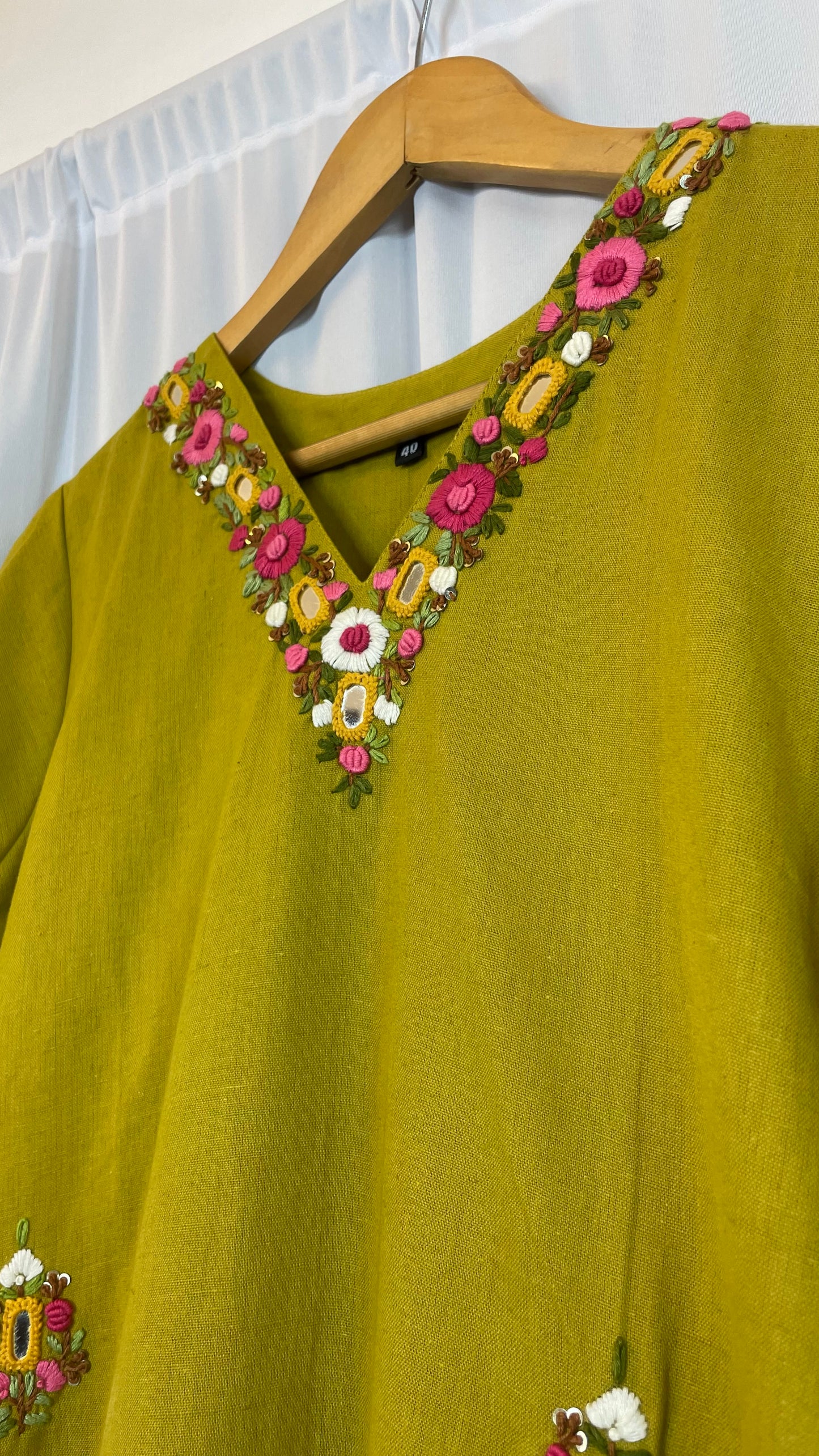 Handloom cotton embroidered kurti