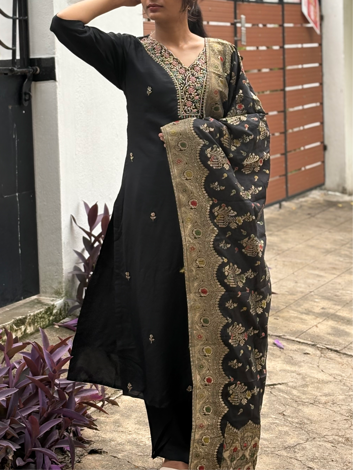 Black Royal Banarasi Fusion Suit set