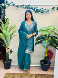 Amara Malligai Teal Embroidered Suit