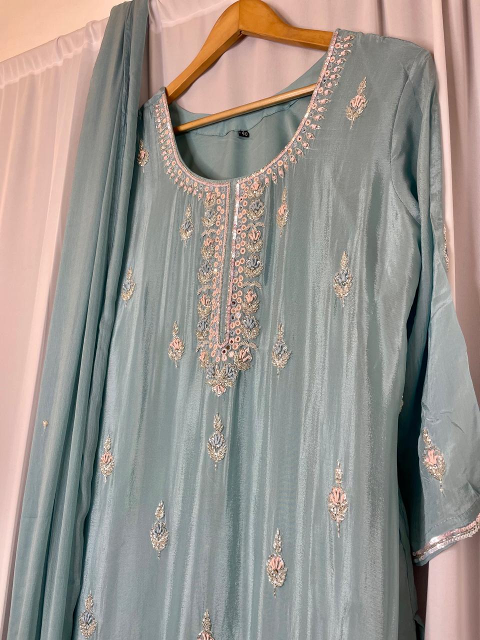 Chinon Silk Handwork Heavy Designer Suit Set