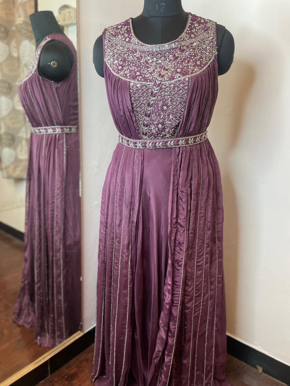 Indo-western handwork gown with belt