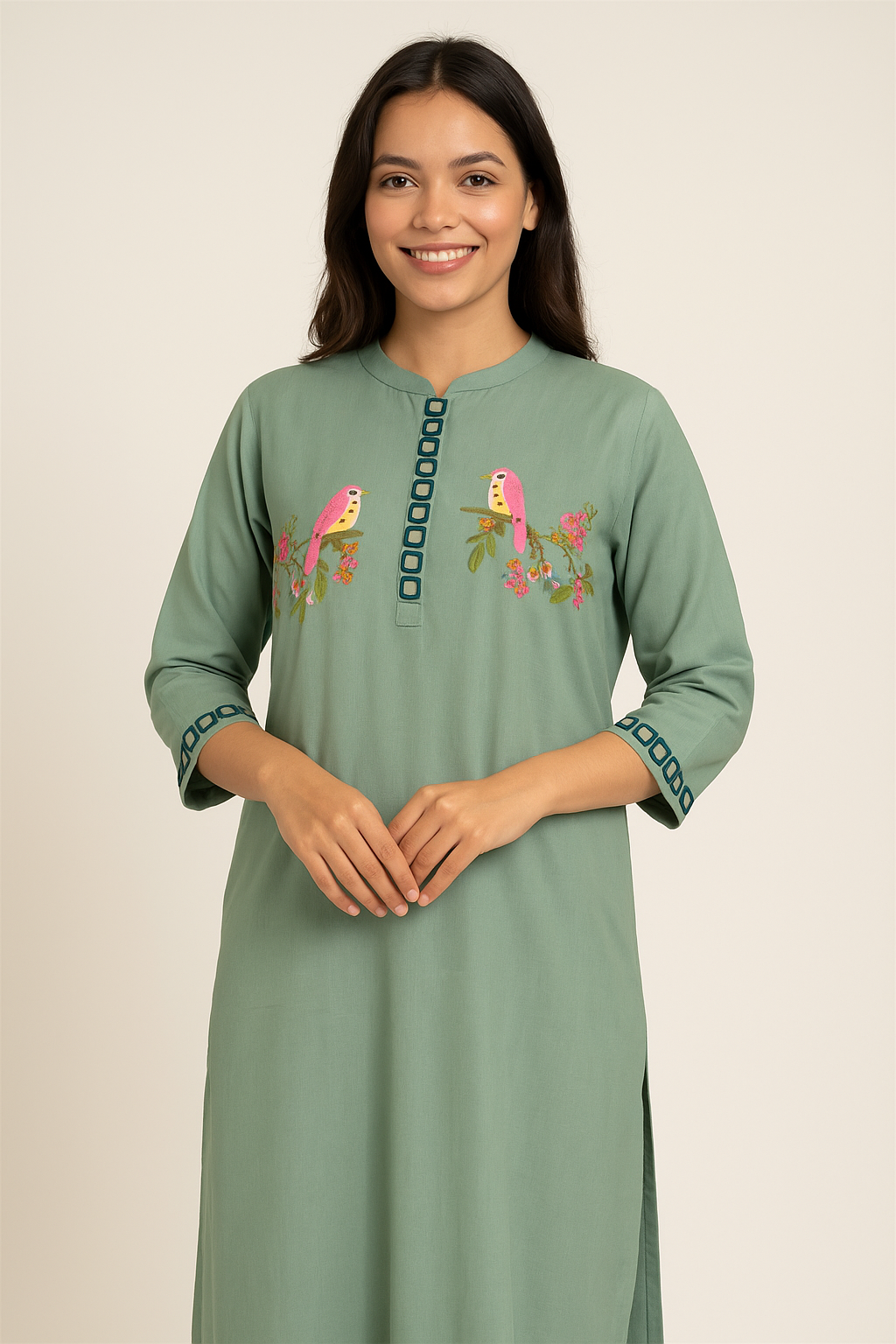 Mint Melody Mirror Embroidered Kurta