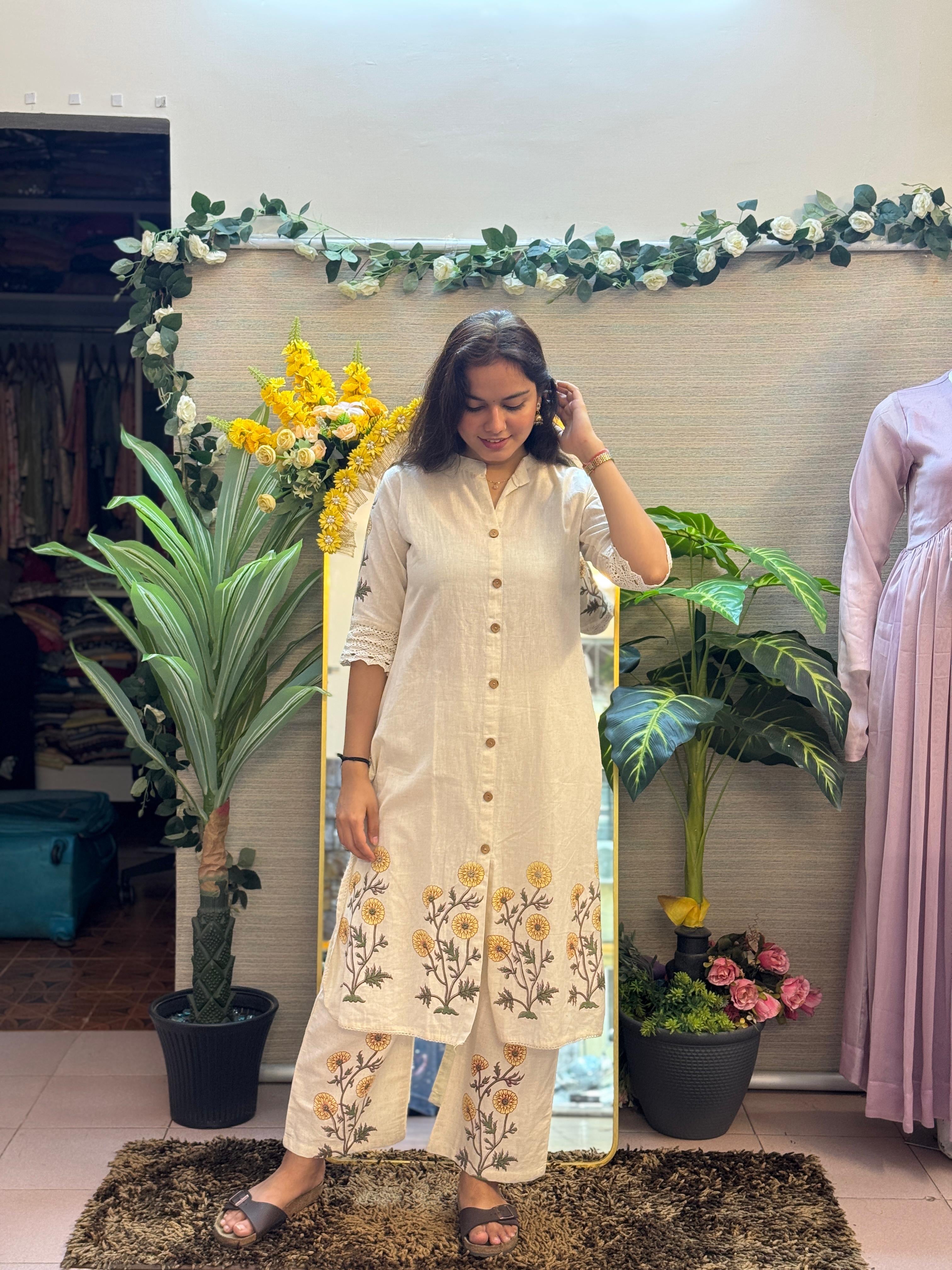 Ivory Meadow Printed Co-ord Kurta Set