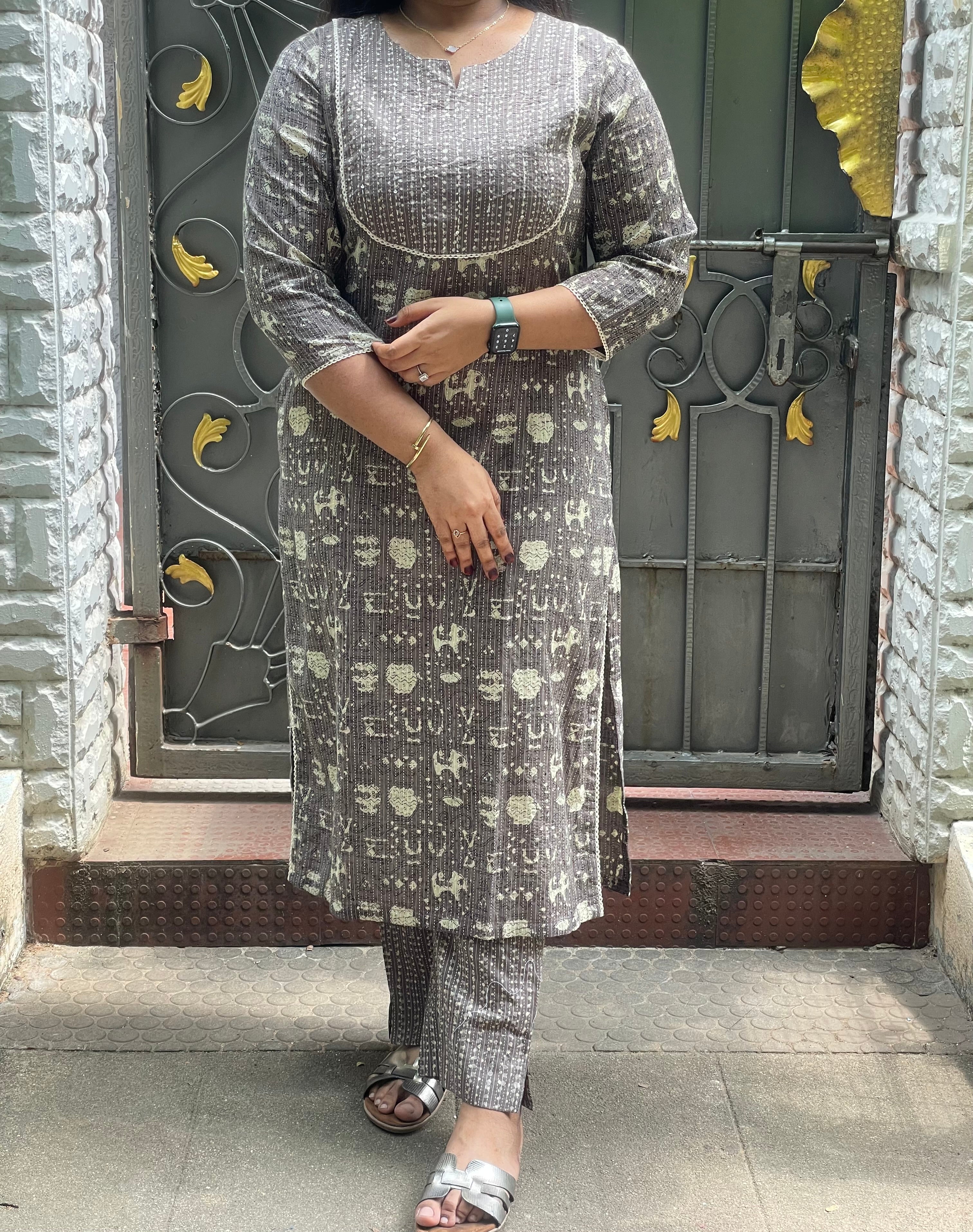 Printed cotton top and bottom set