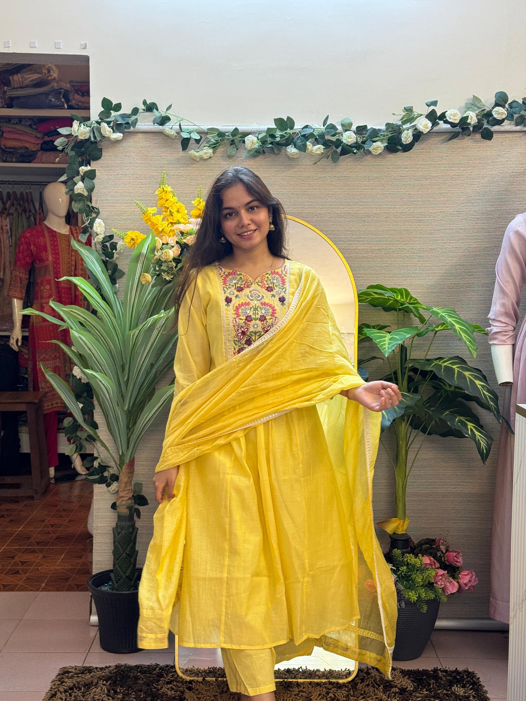 Sunshine Yellow Embroidered Anarkali Set with Dupatta