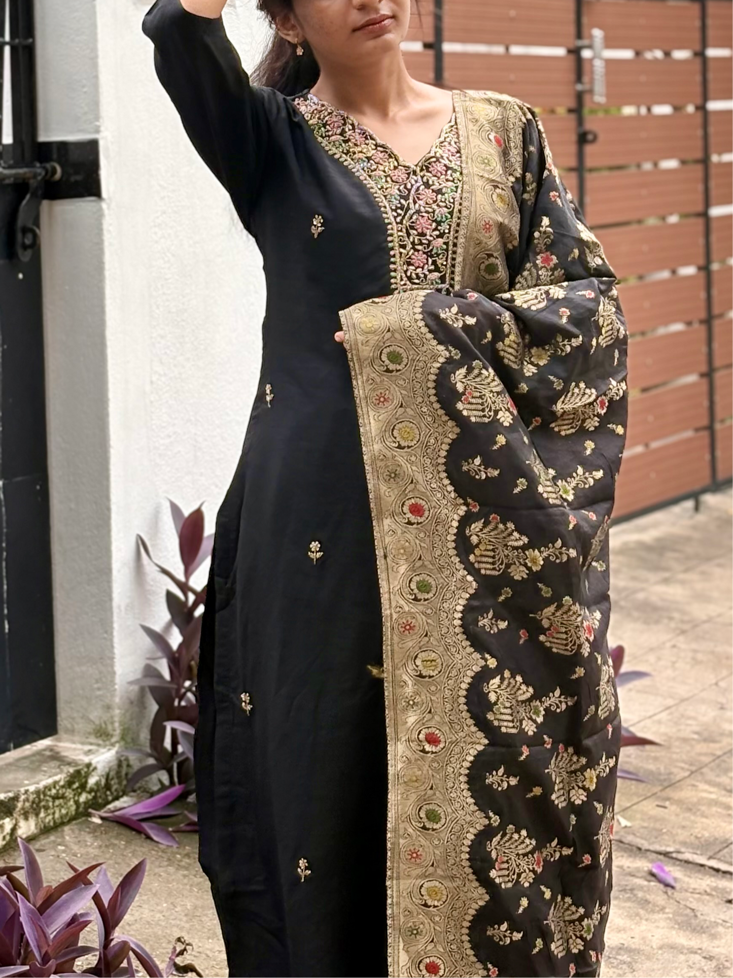 Black Royal Banarasi Fusion Suit set