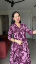 Elegant leaf print A-line Kurti