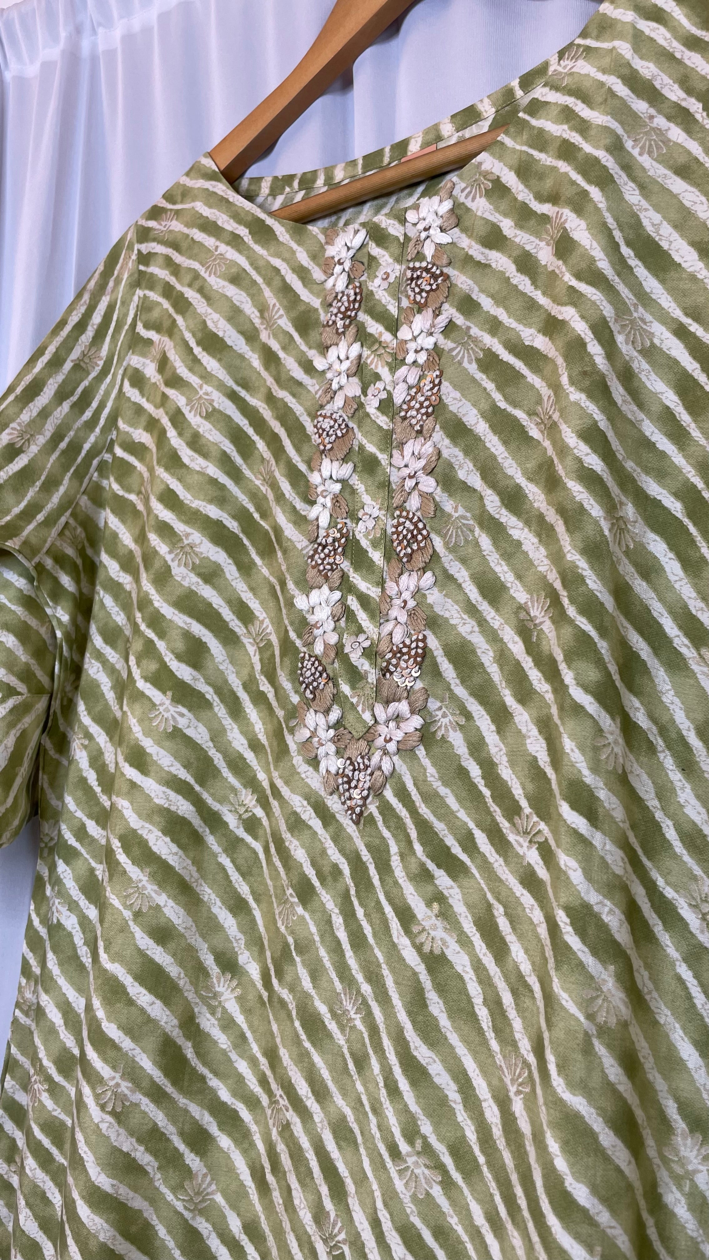 Ikat Green Straight Kurta