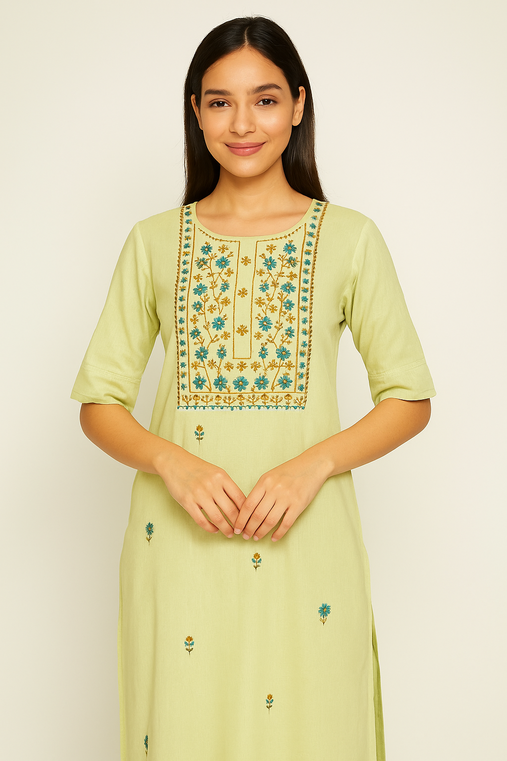 Champa Bloom Embroidered Kurta
