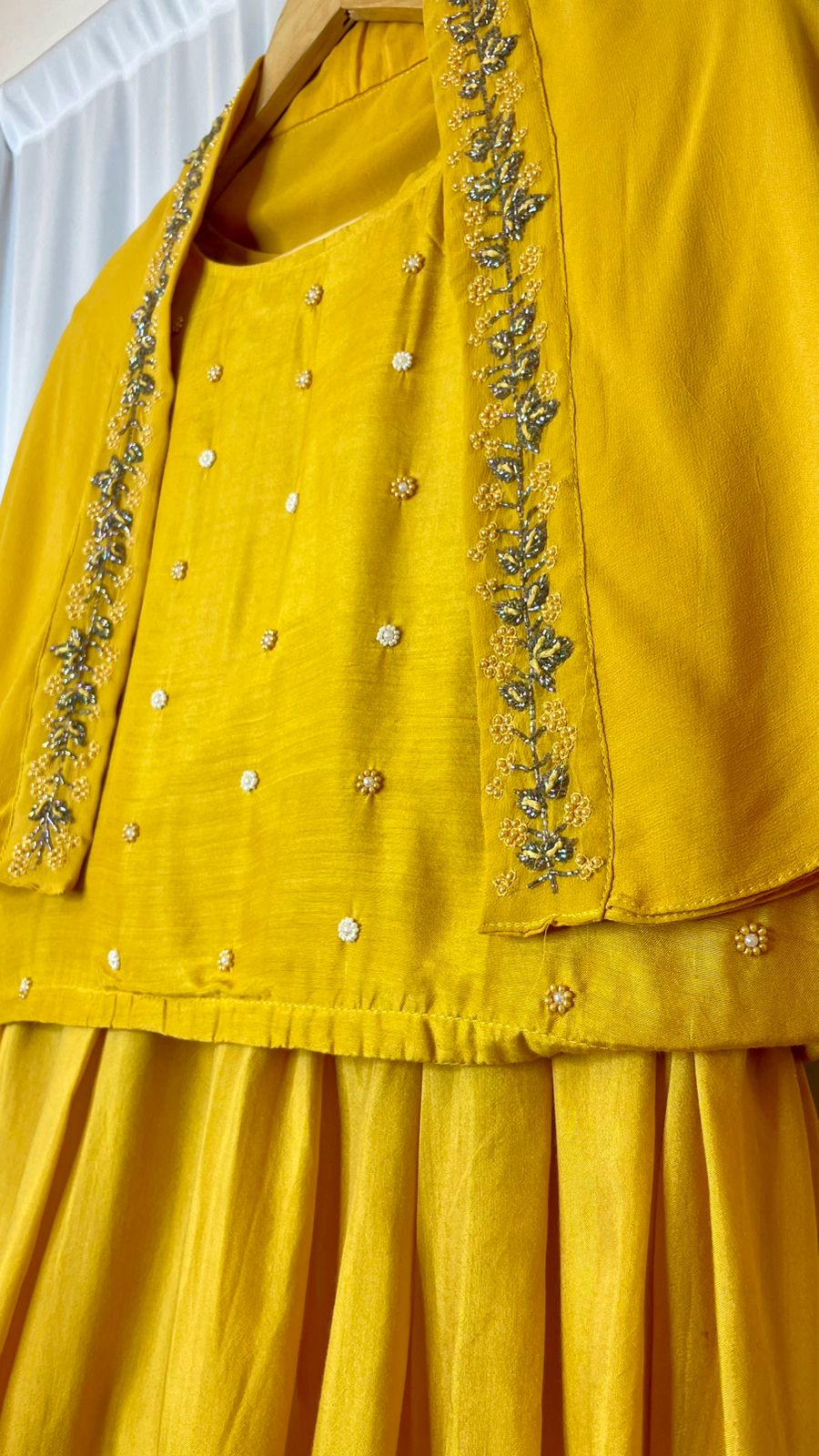 Indo western skirt and blouse with handwork cape