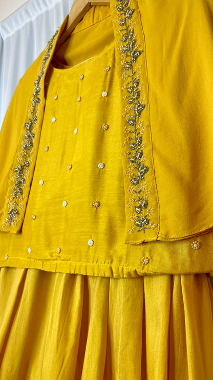 Indo western skirt and blouse with handwork cape