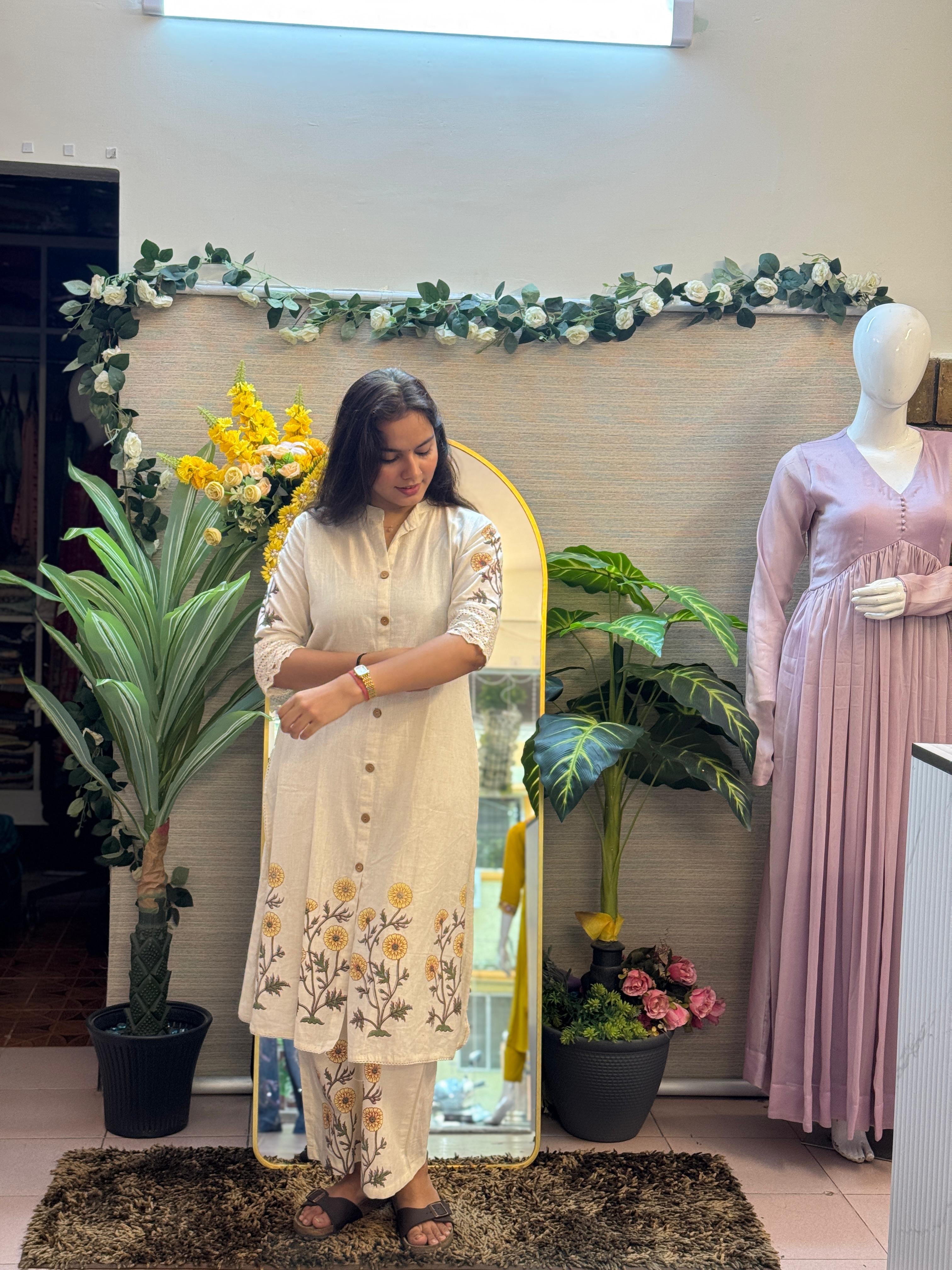 Ivory Meadow Printed Co-ord Kurta Set
