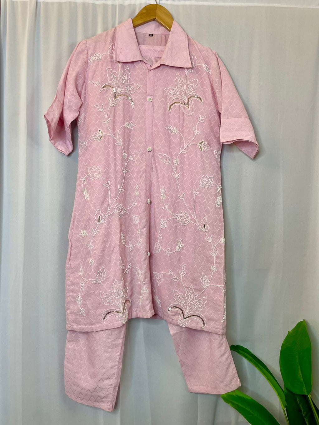 Blush Bloom Chikankari Co-ord Set