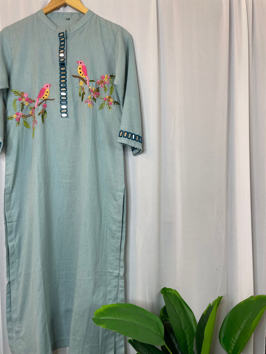 Mint Melody Mirror Embroidered Kurta