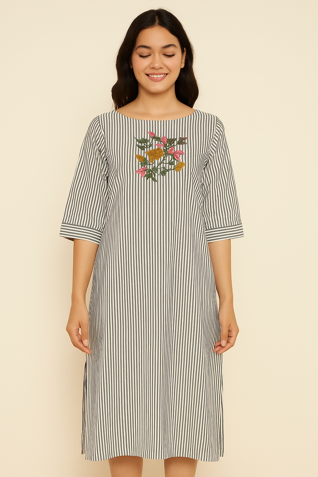 Urban Bloom Striped Kurta