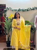 Sunshine Yellow Embroidered Anarkali Set with Dupatta