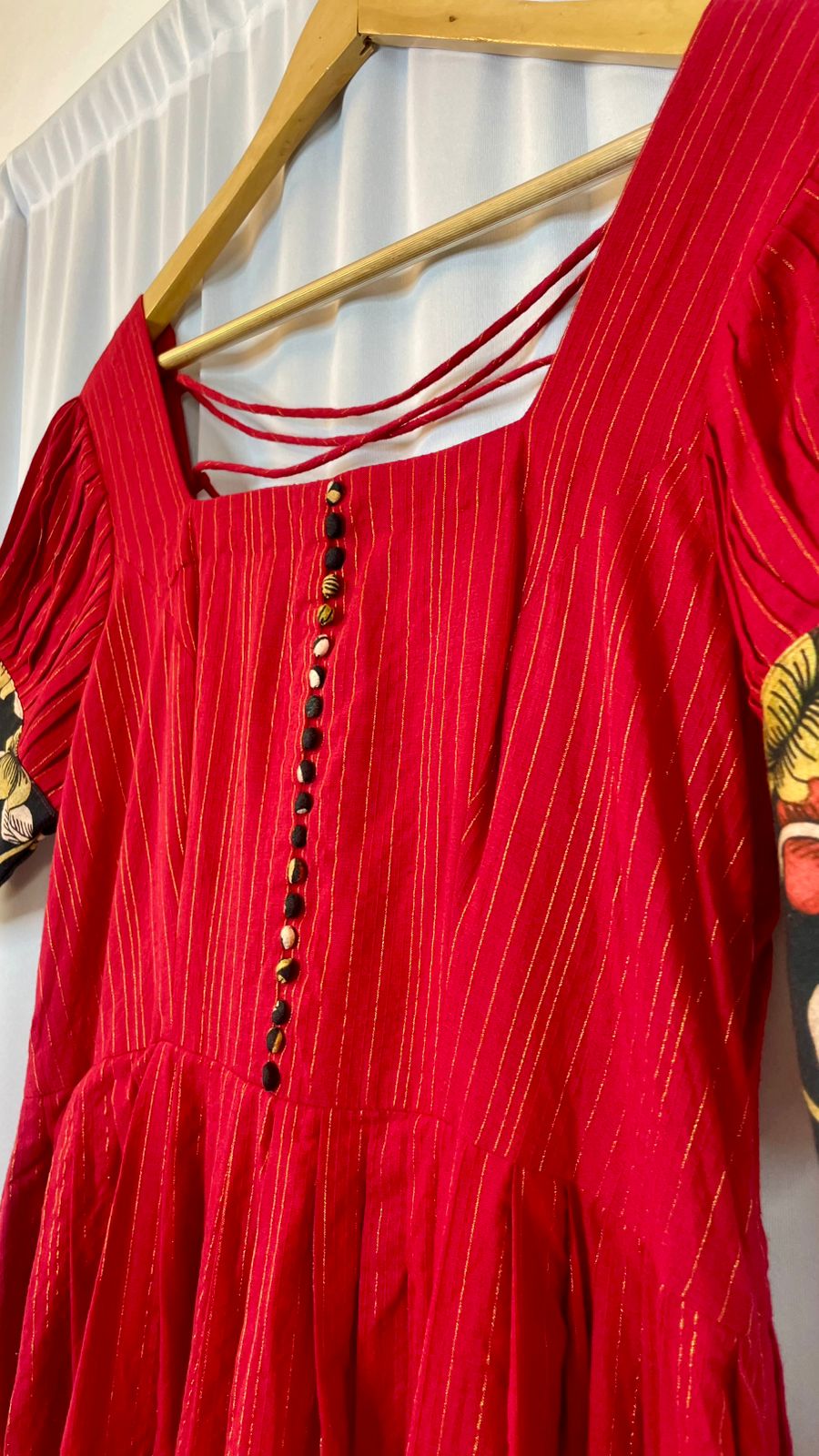 Cotton Gown with ruffle sleeves