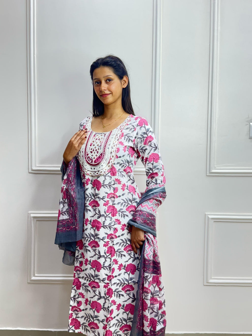 Rosewood Bloom Cotton Suit Set