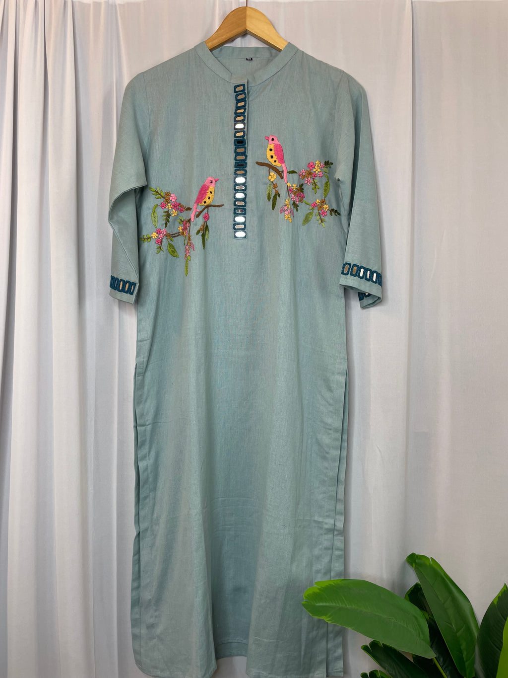 Mint Melody Mirror Embroidered Kurta