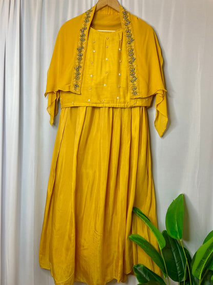 Indo western skirt and blouse with handwork cape