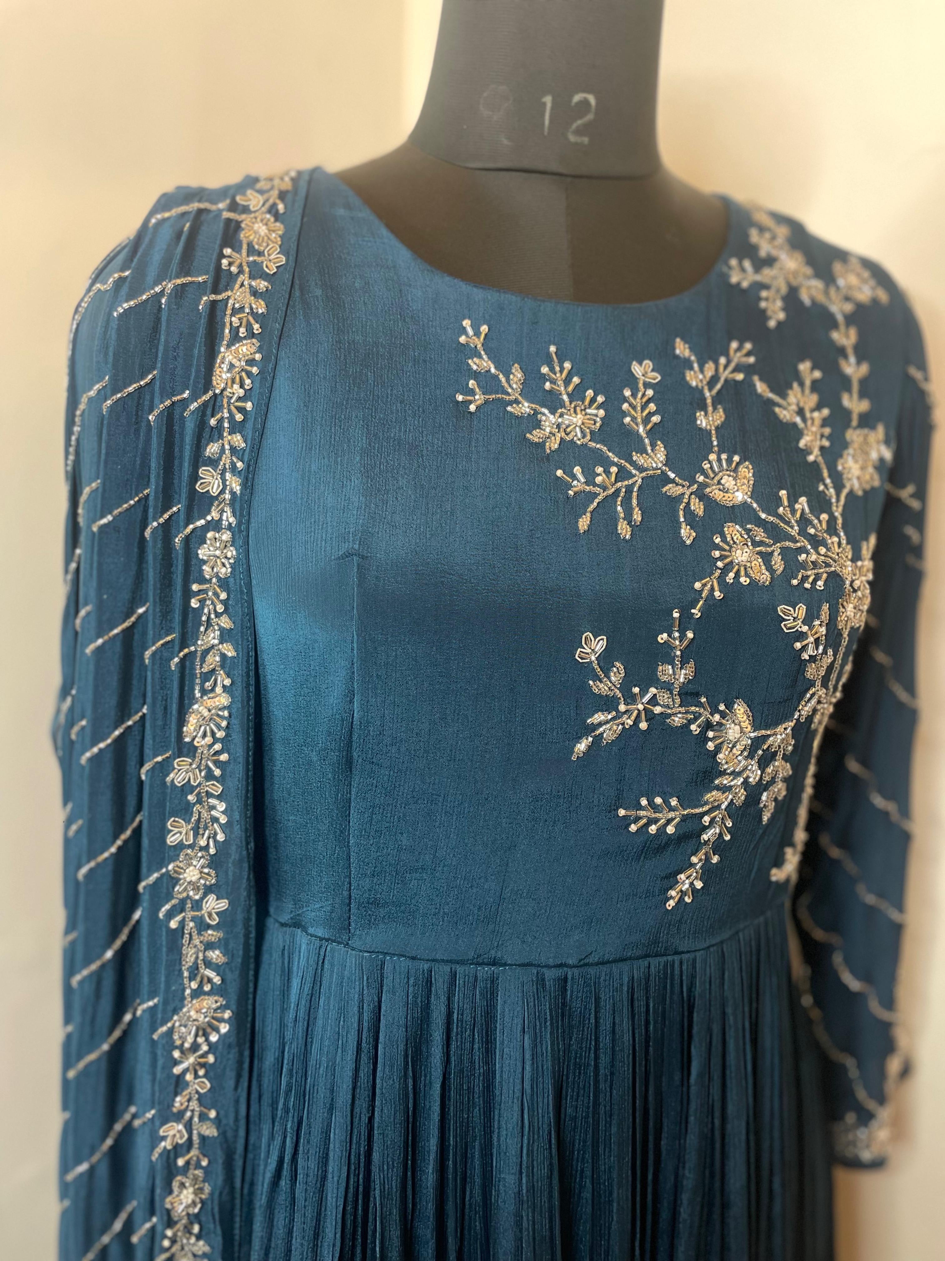 Hand work sequence Indo western designer gown