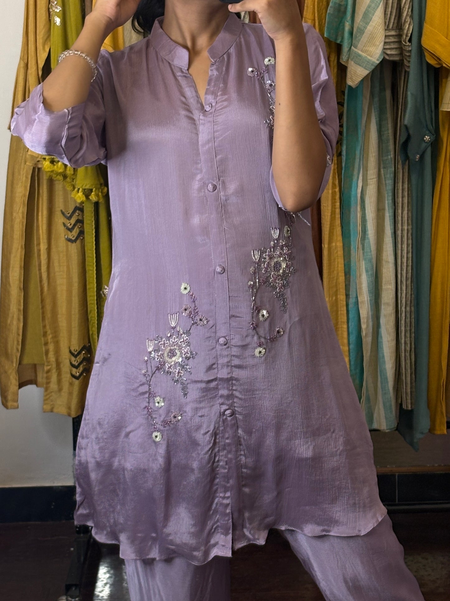 Lavender Pure Chinon Silk Luxe Co-ord