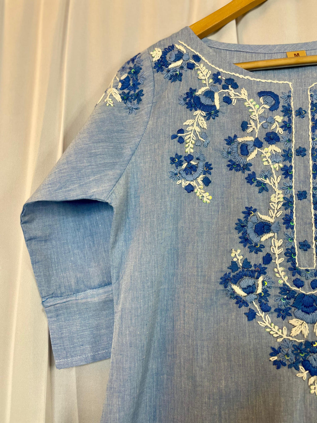 Blue Bloom Embroidered Kurta