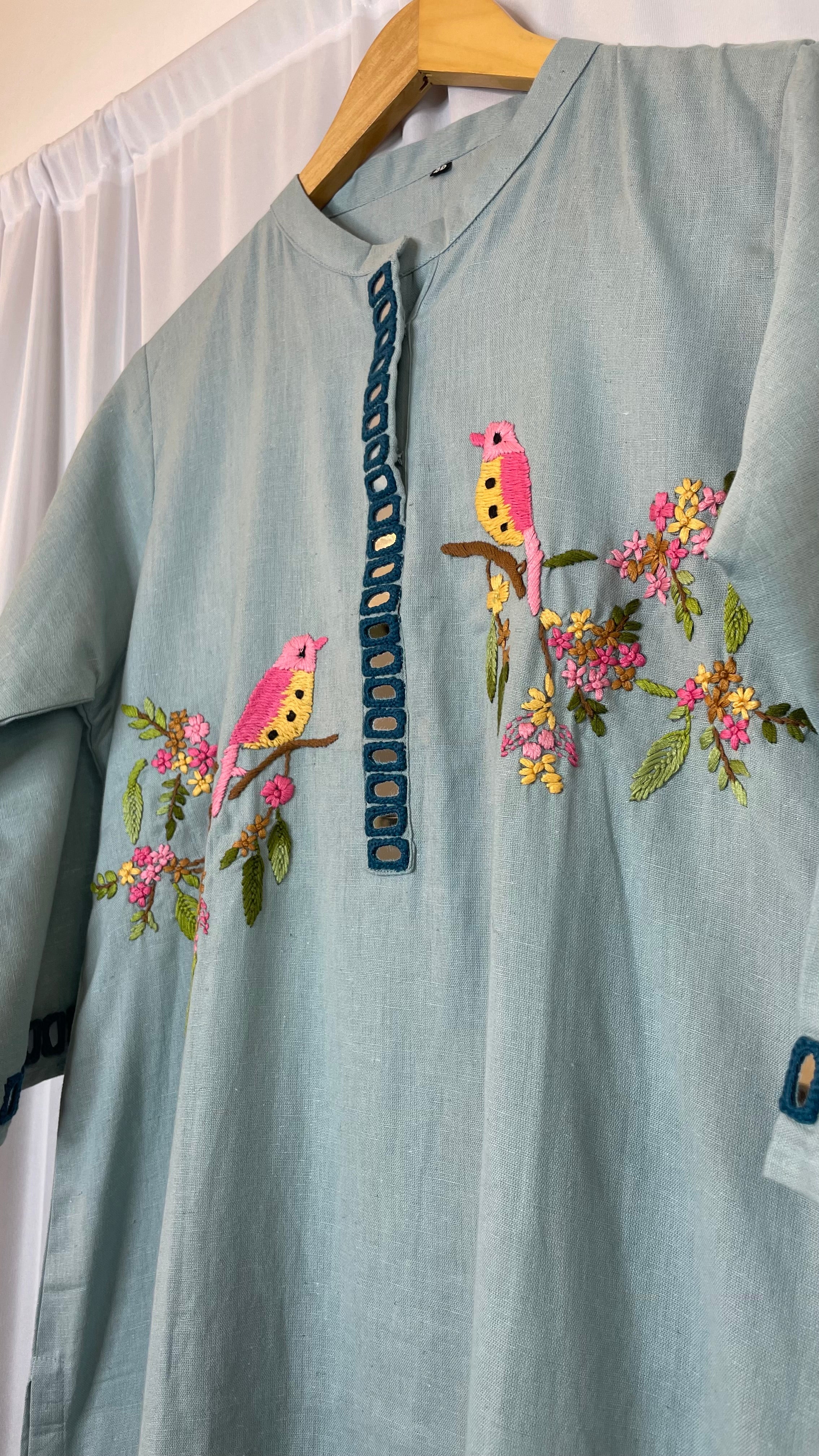 Mint Melody Mirror Embroidered Kurta