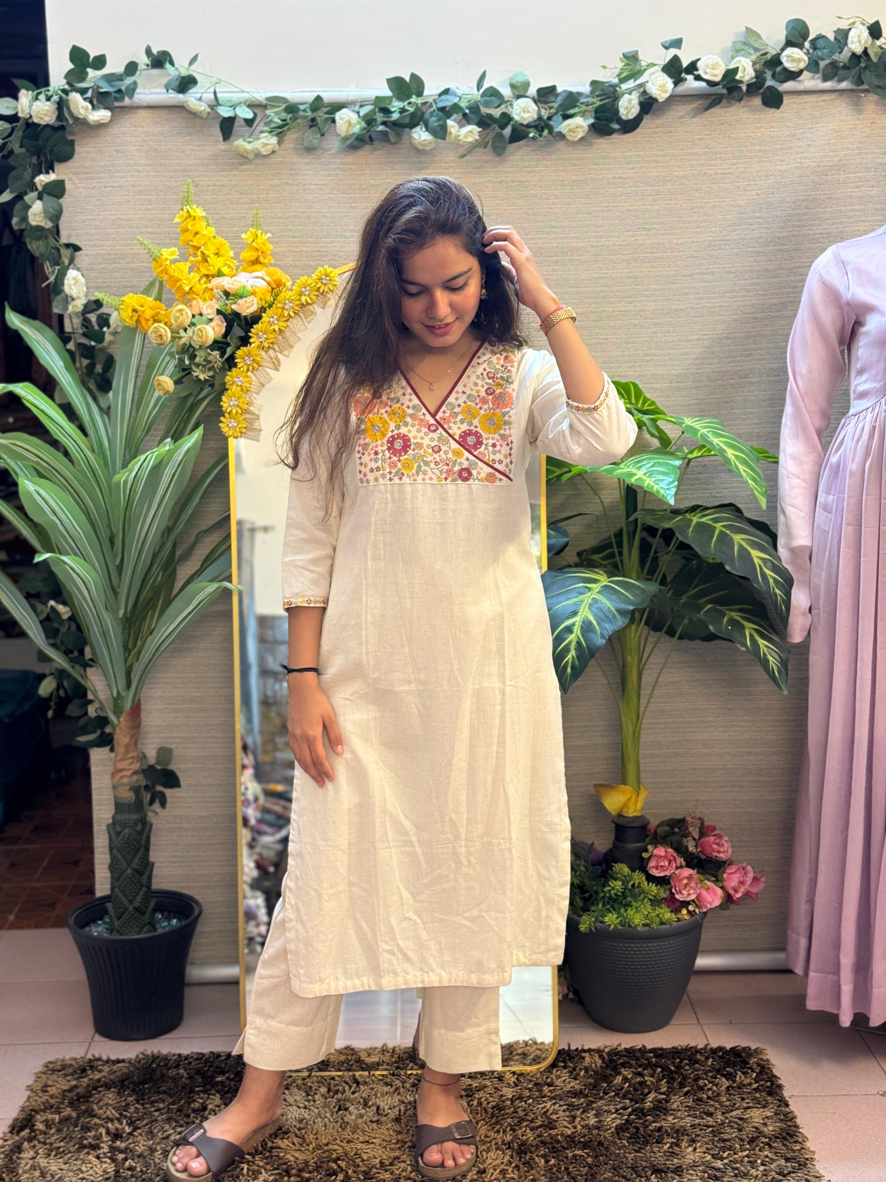 Ivory Garden Embroidered Kurta Set