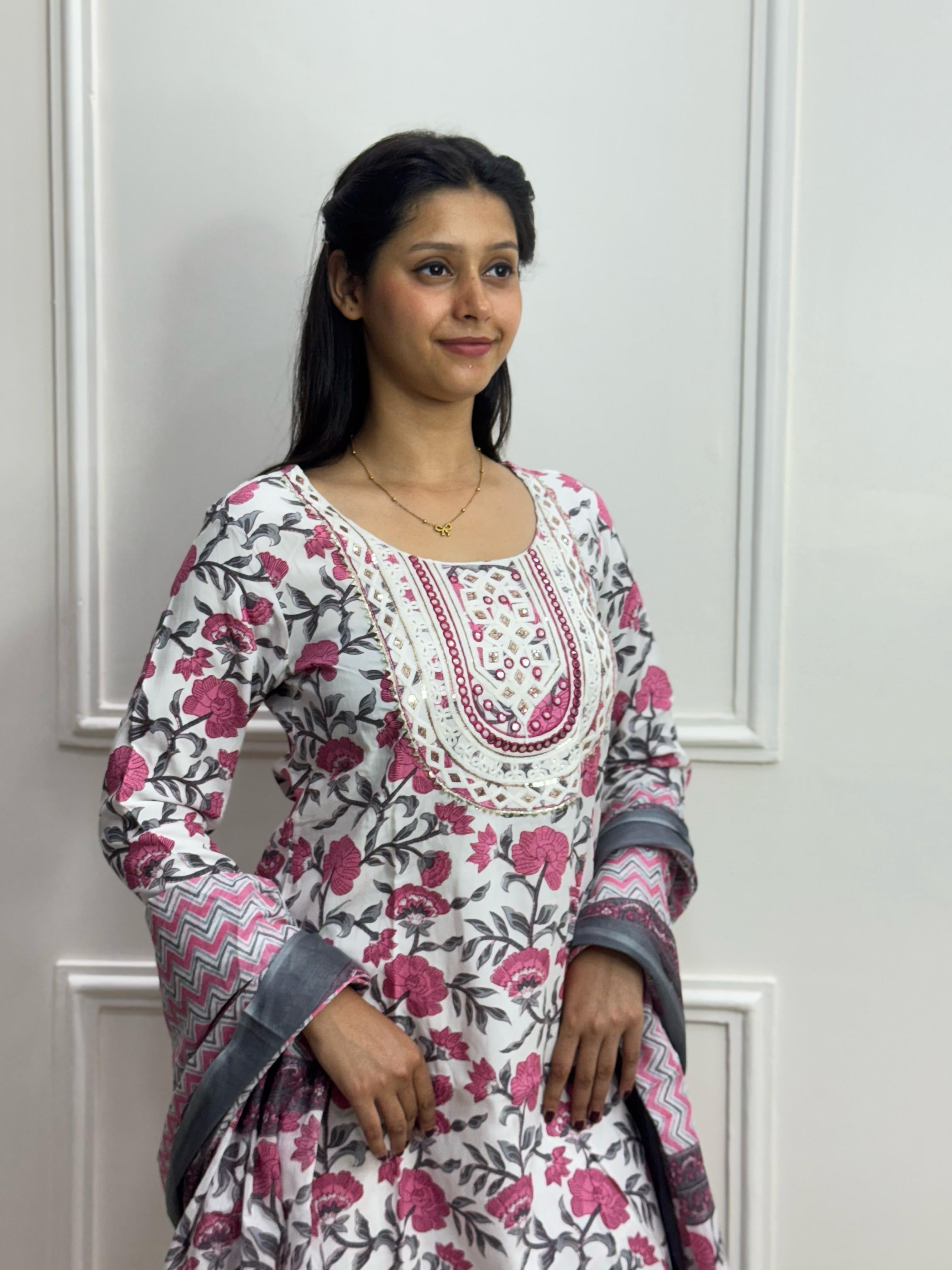 Rosewood Bloom Cotton Suit Set