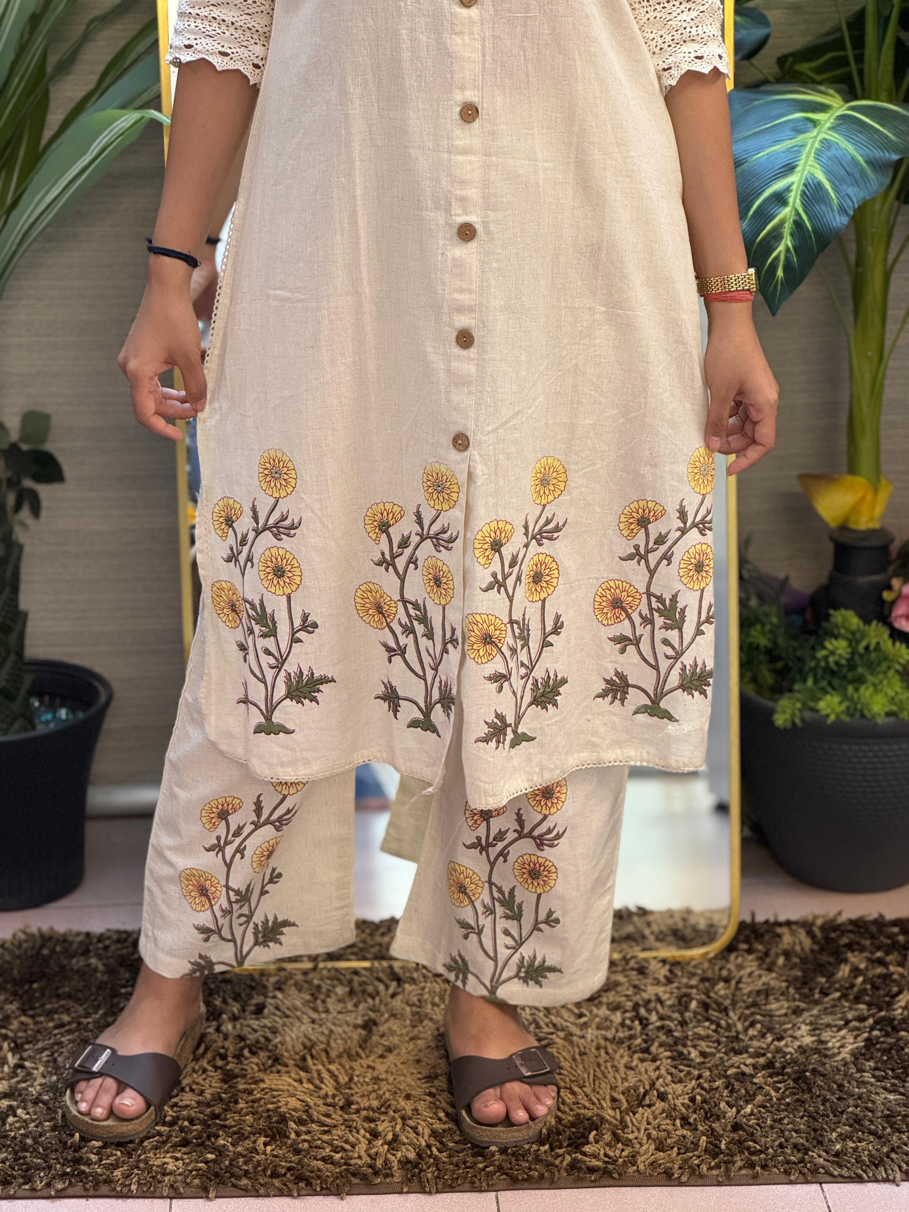 Ivory Meadow Printed Co-ord Kurta Set