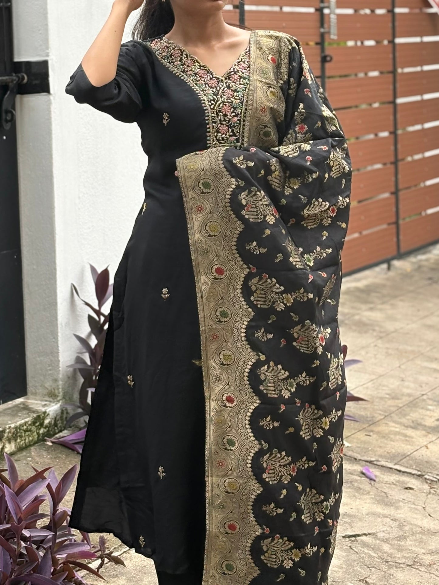 Black Royal Banarasi Fusion Suit set