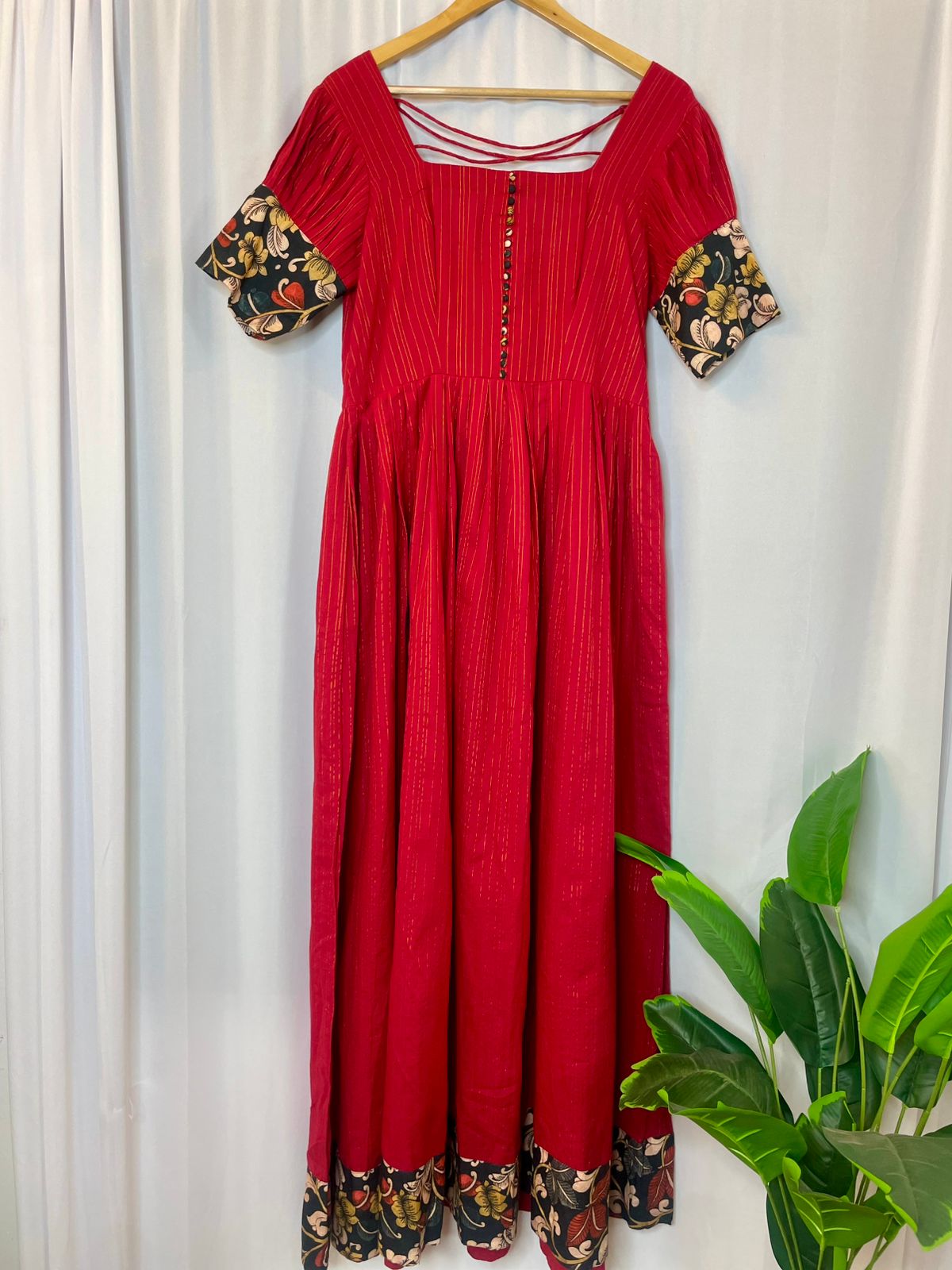 Cotton Gown with ruffle sleeves