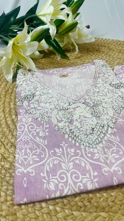 Pink Embroidered top and bottom set