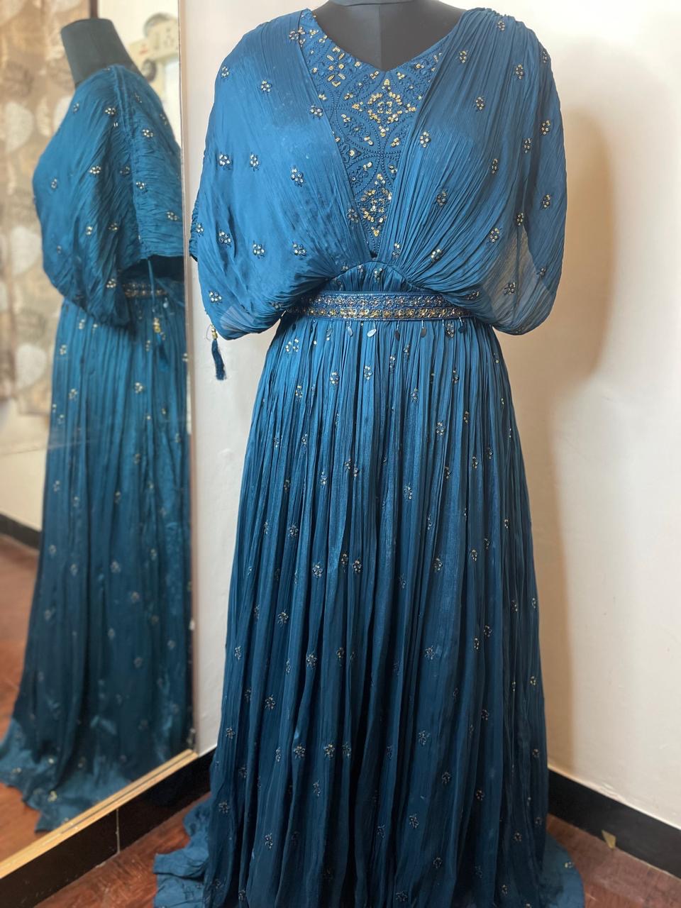 Indo - western gown with handwork belt