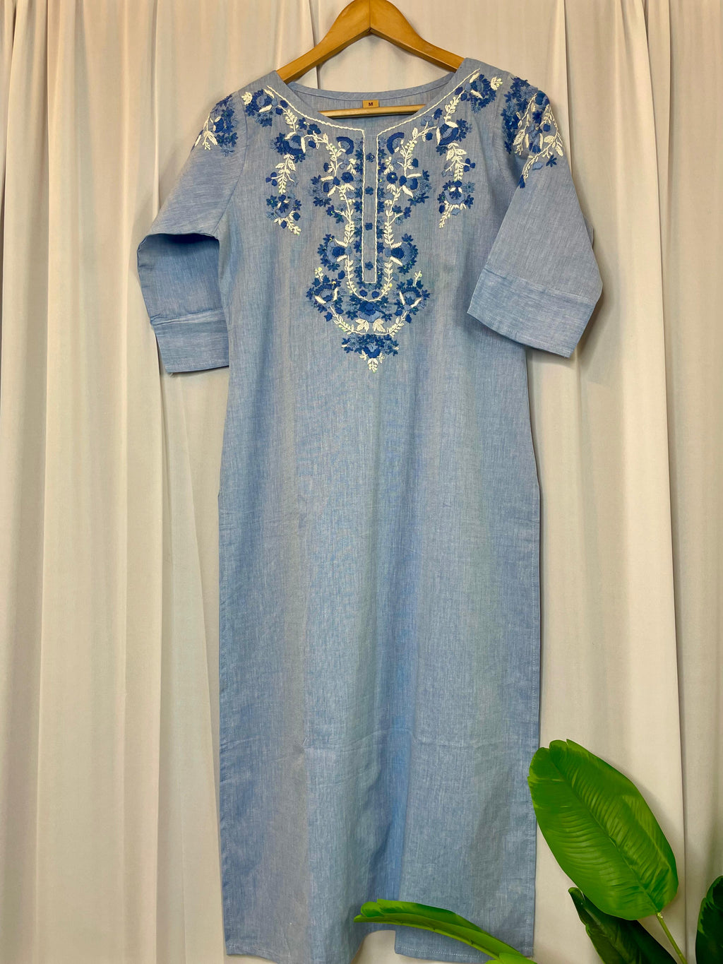 Blue Bloom Embroidered Kurta