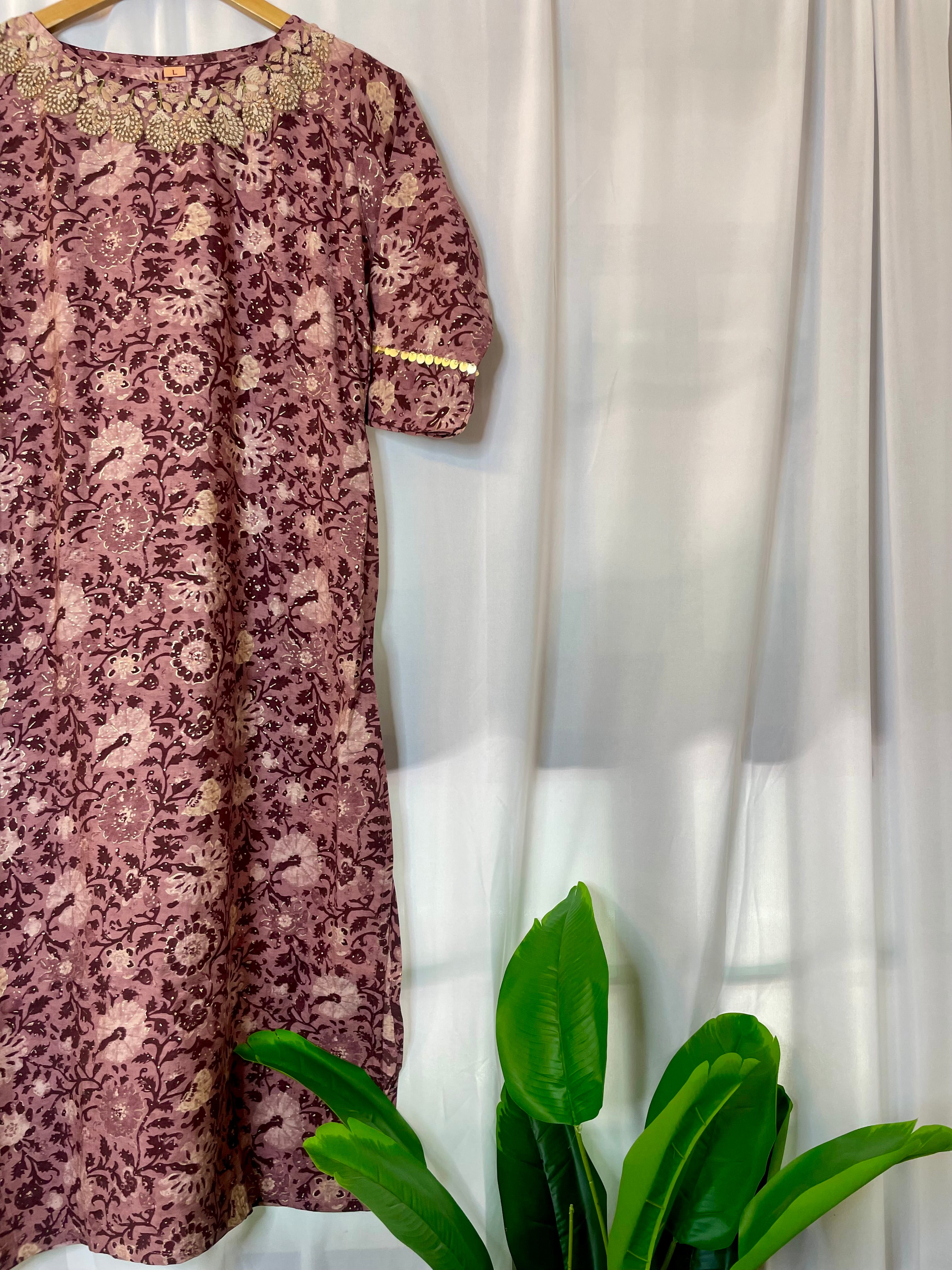 Designer modal silk embroidered kurti.