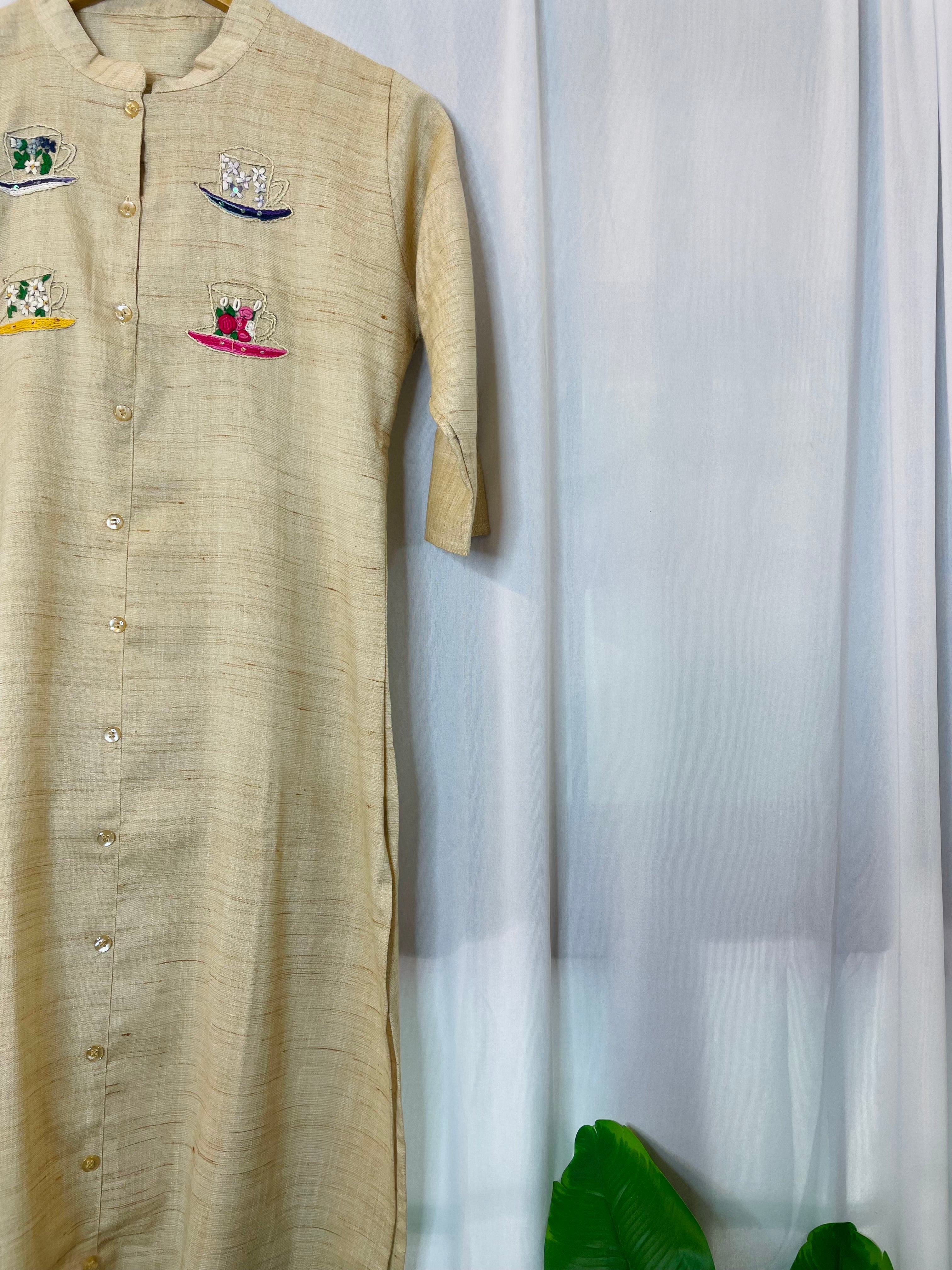 Embroidered linen Kurti