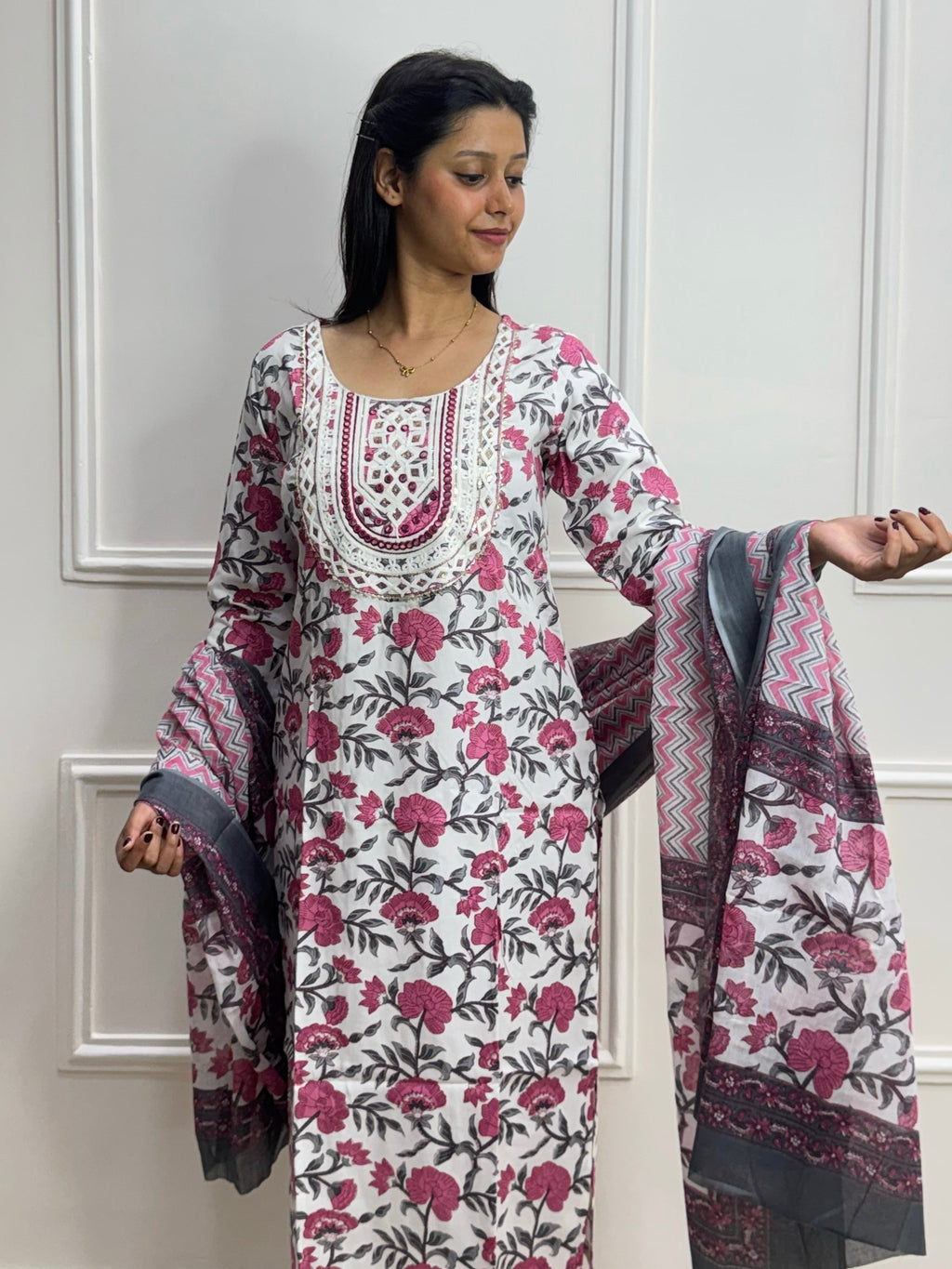 Rosewood Bloom Cotton Suit Set