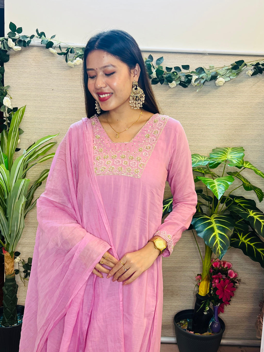 Nila Roja Mul Chanderi Silk Suit Set